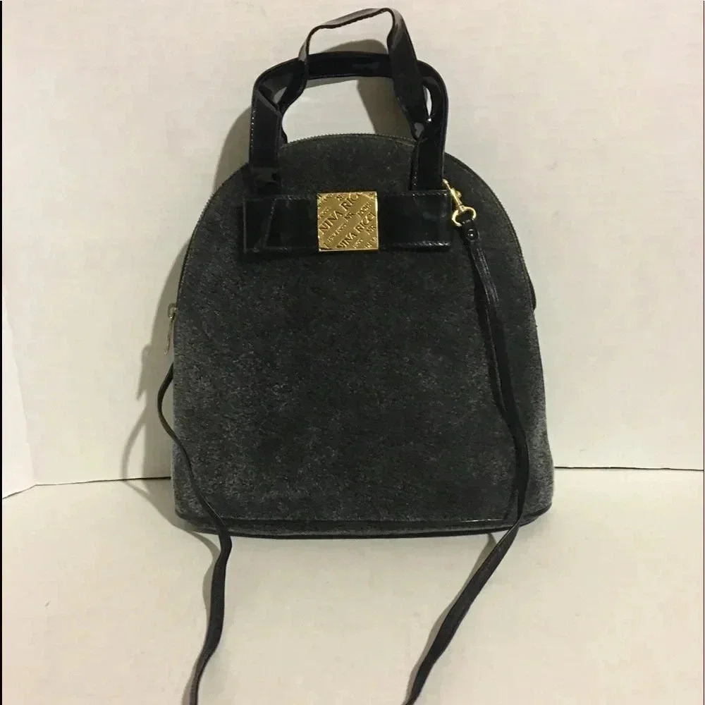Nina ricci grey pony fur / leather satchel bag